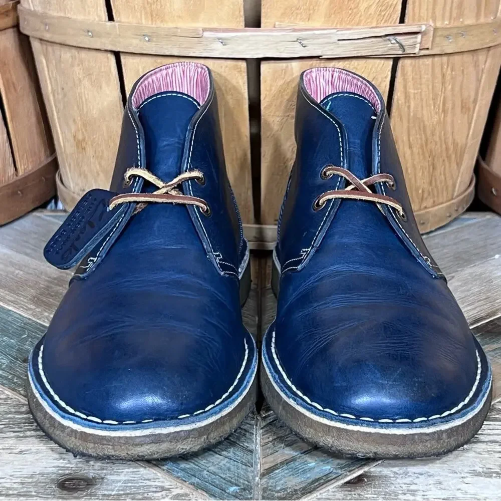 Clarks x Herschel Blue Leather Denim Limited Edition Desert Boots Men Size 10.5
